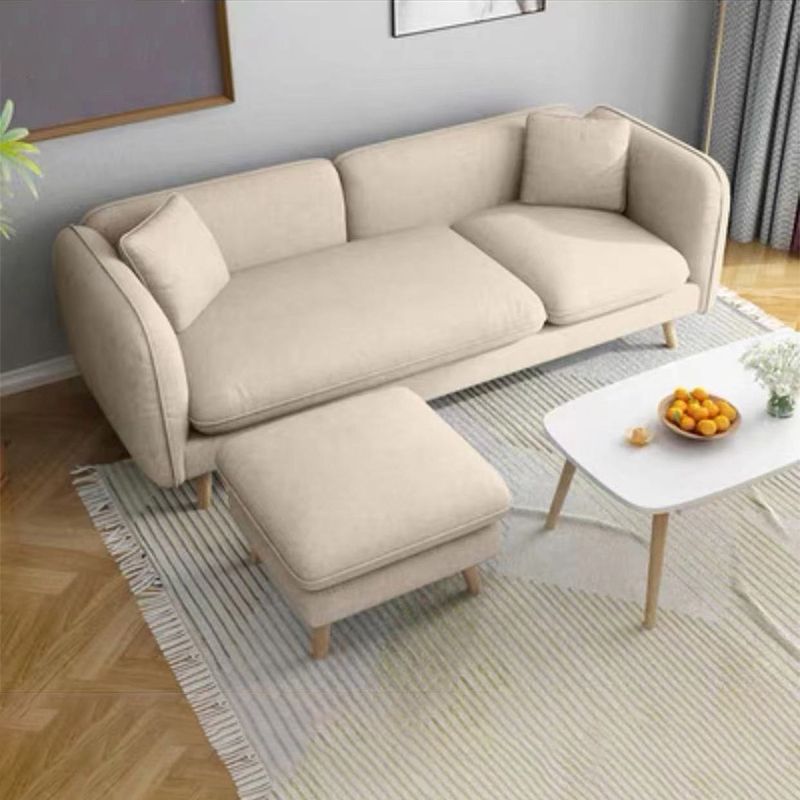 Tight Back Linen Blend Sofa Slipcovered Sectional with Straight Arm for Living Room