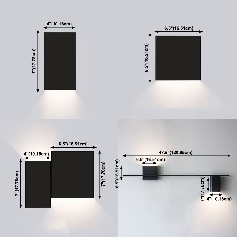 Nordic Style Metal Wall Light Cube LED Wall Washer in Black for Living Room