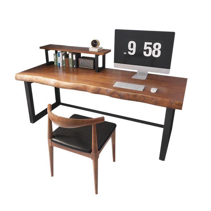 Brown Writing Desk Solid Wood Freeform Shape Home or Office Desk