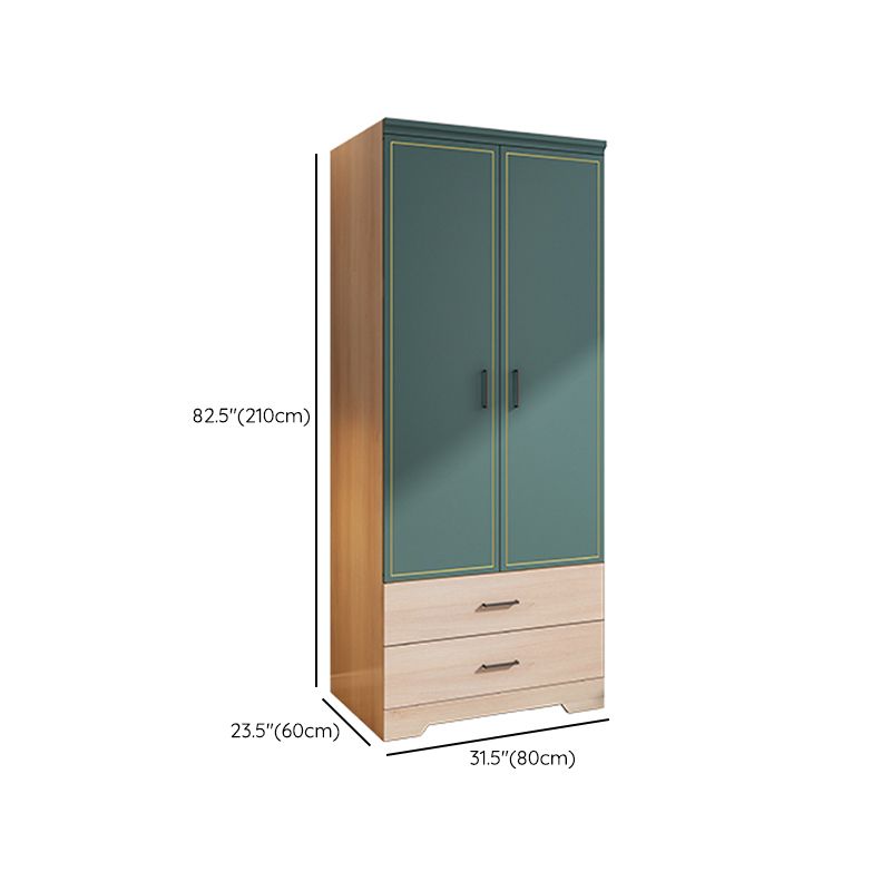 Modern Style Youth Armoire Wooden Bedroom Hanging Clothes Rack with Doors