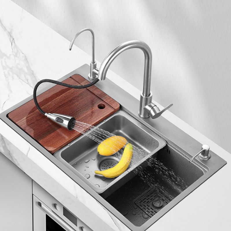 Modern Kitchen Sink Stainless Steel with Accessories and Faucet Top-Mount Workstation Sink