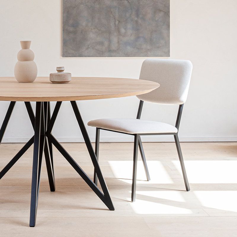 Tavolo da pranzo rotondo contemporaneo in metallo tavolo in legno per sala da pranzo