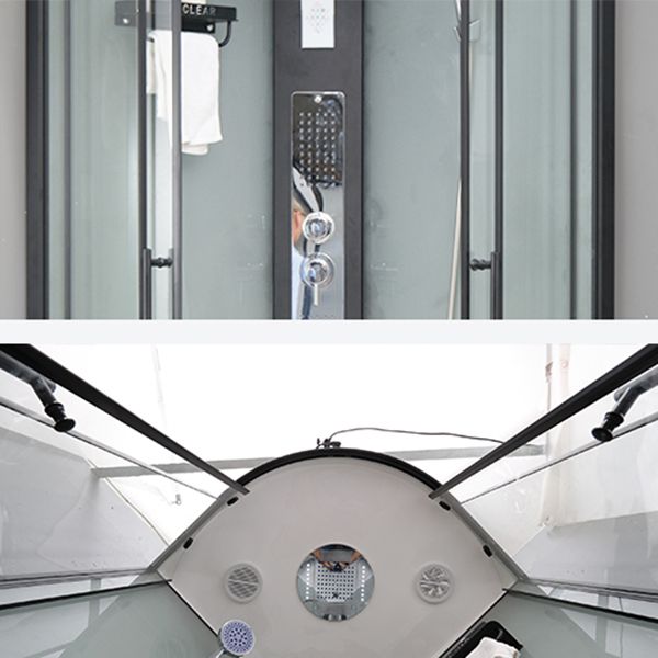 Shower Stall Semi-Frameless Double Sliding Rounded Shower Enclosure