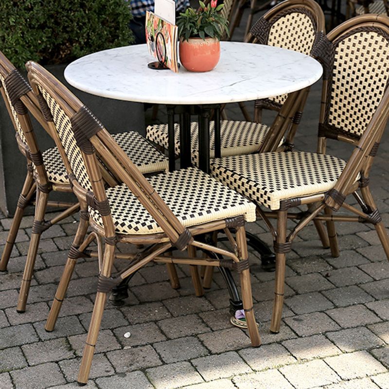 21" Wide Tropical Outdoor Chair Rattan Armles Dining Side Chair