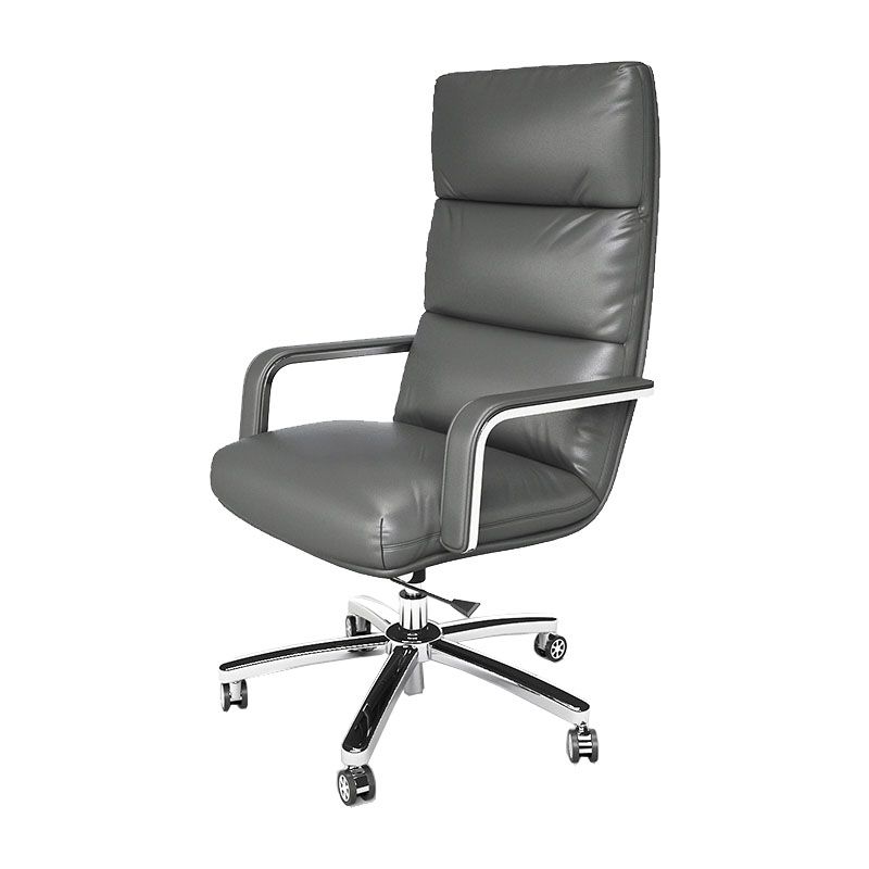 Leather Soft Swivel Office Chair Padded Arms Rolling Managers Chair