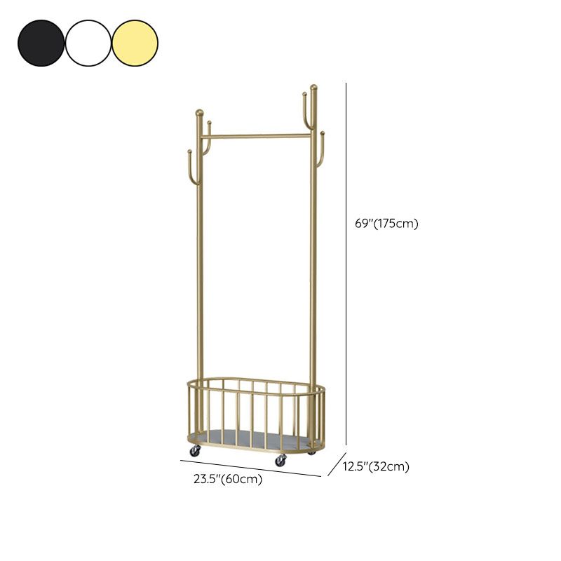 Gorgeous Clothes Hanger Basket Storage Free Standing Metal Coat Rack for Living Room