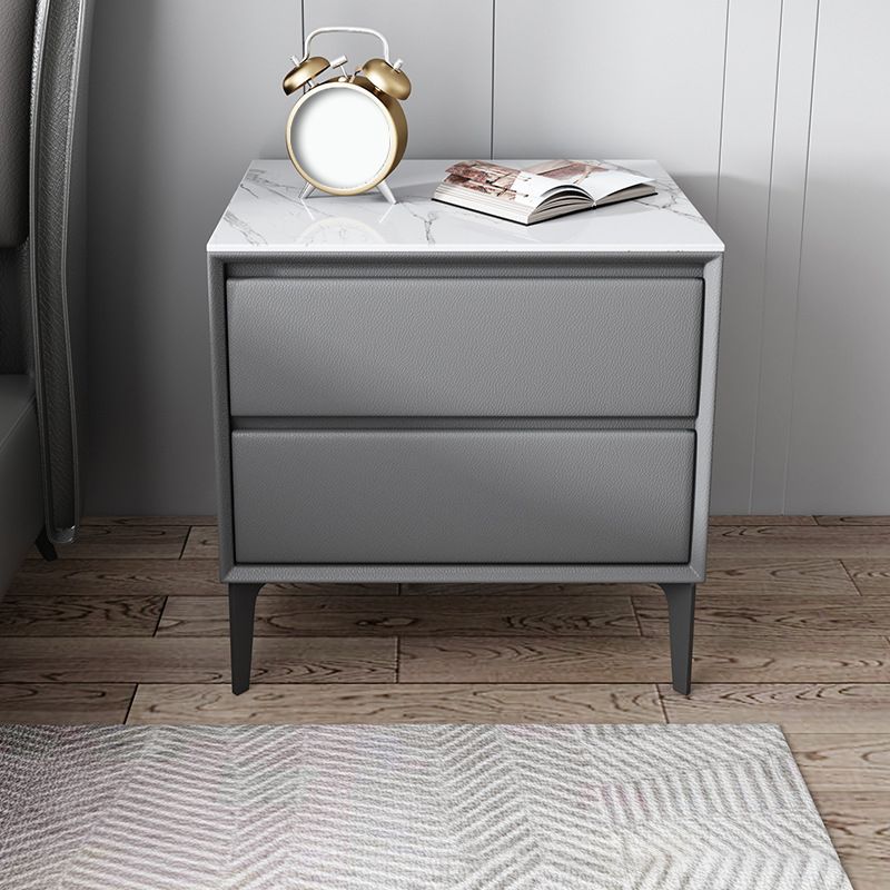 Stone Bed Nightstand Contemporary Bedside Cabinet with Drawers