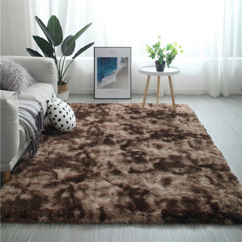 Multi-Colored Simplicity Rug Faux Fur Tie Dye Patterned Carpet Anti-Slip Backing Machine Washable Rug for Room