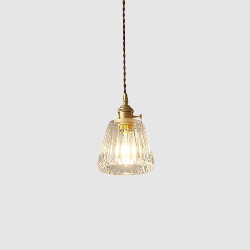 Tapered Clear Glass Hanging Lamp Vintage Single-Bulb Restaurant Lighting Pendant