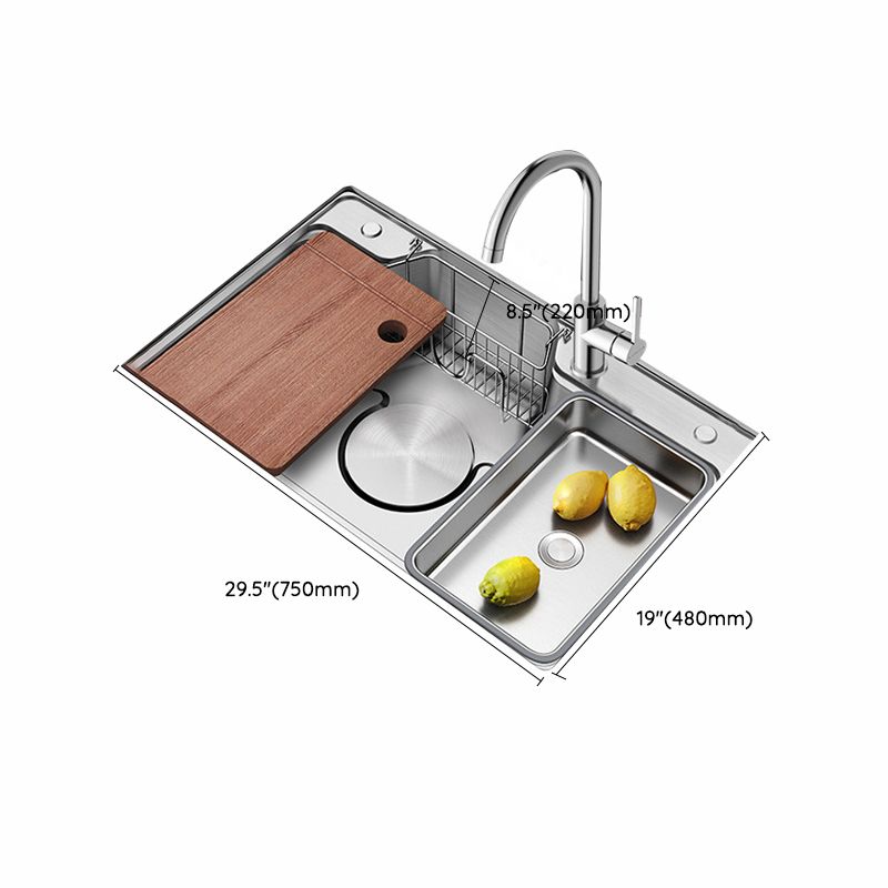 Contemporary Style Kitchen Sink Rectangle Shape Kitchen Sink with Single Bowl