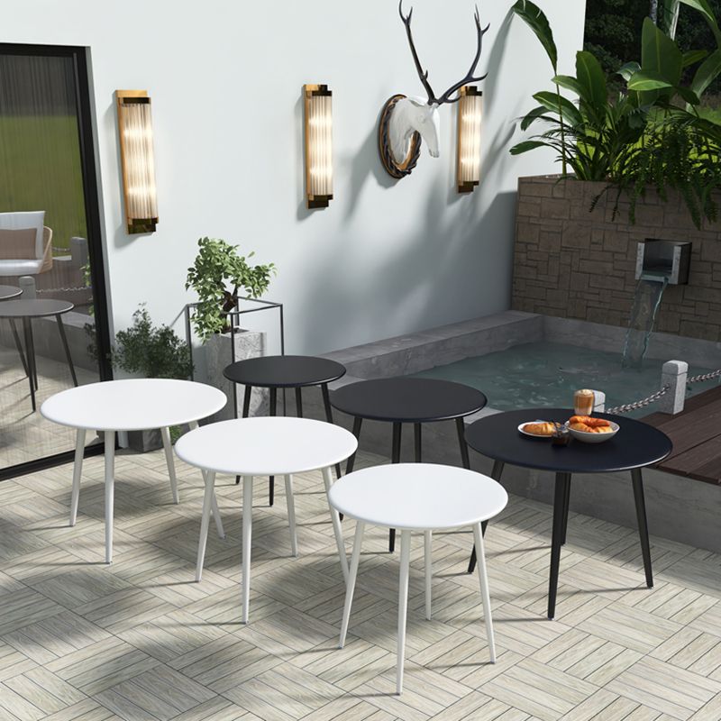 Modern Round Iron Patio Table Water Resistant and UV Resistant Bistro Table