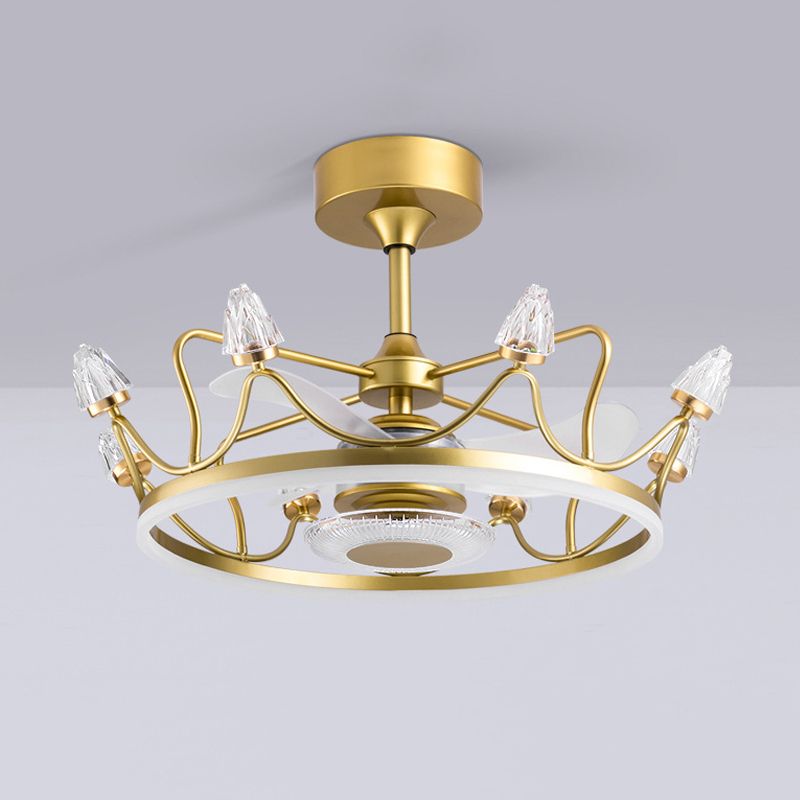 Interior LED Fan Light in Polish Gold Finish Contemporary Ceiling Fan