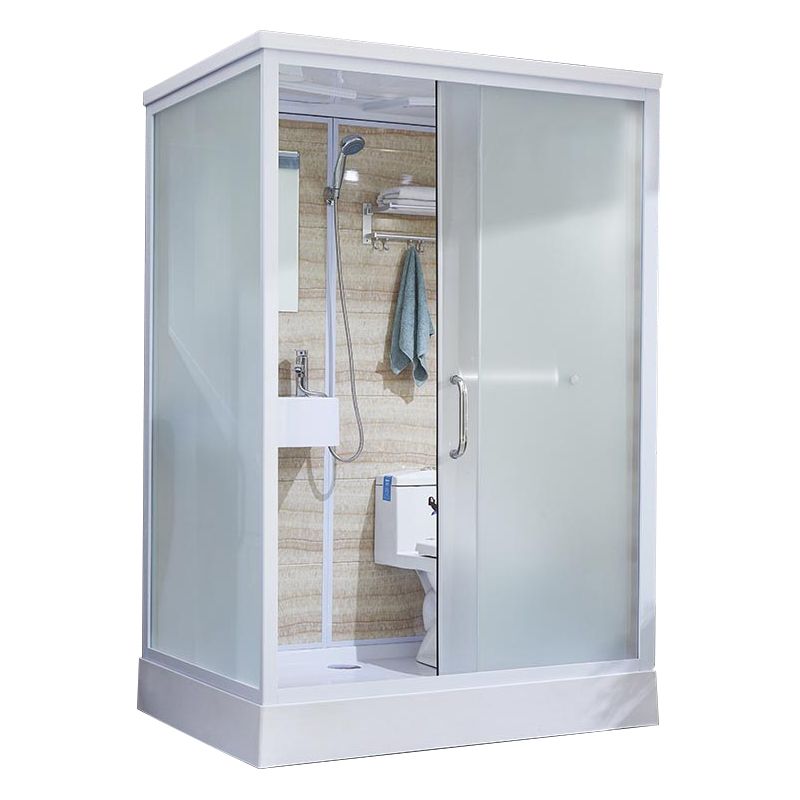 Contemporary Rectangle Shower Stall Clear Framed Shower Stall with Ceiling