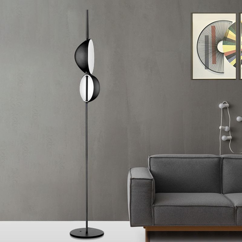 Nordic Semi-Orb Floor Reading Light Metallic LED Living Room Standing Lamp in Black/Gold