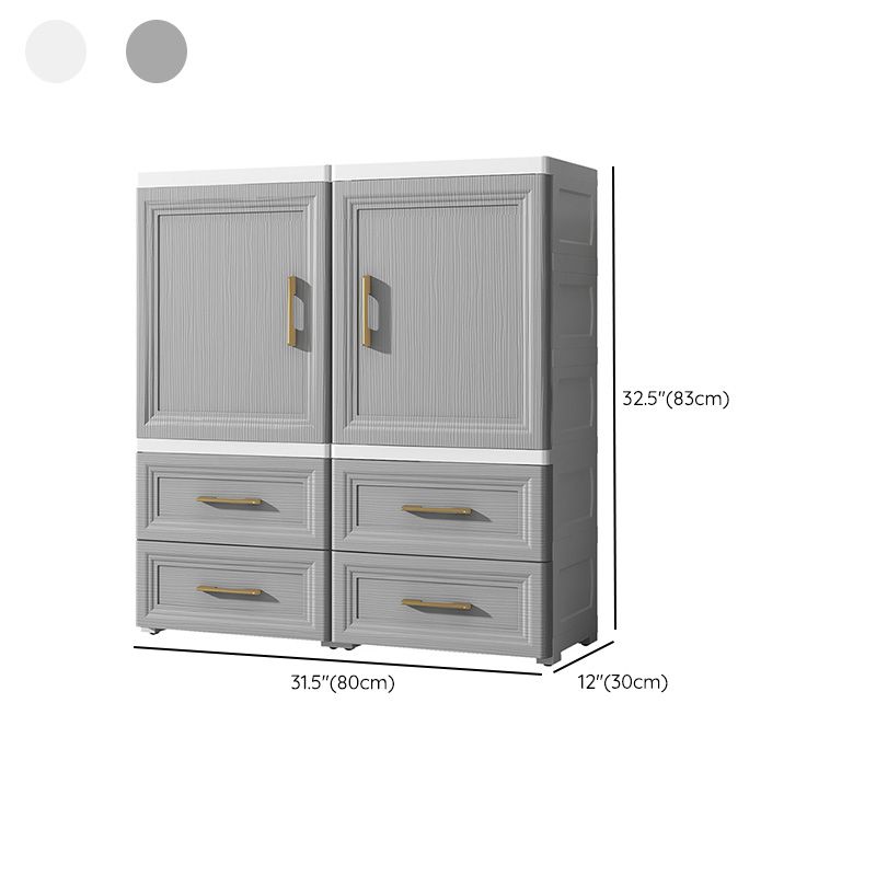 Grey Wooden Kid's Wardrobe Urban High Gloss 2-Drawer Kids Closet