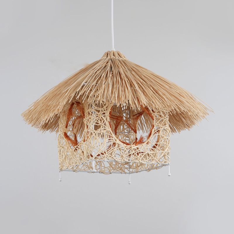 1 Testa soggiorno Lampada sospesa Asia BEIGE BIFFING LIGHT CONSEGNA CON OMAMENTO DI BAMBOO CASA