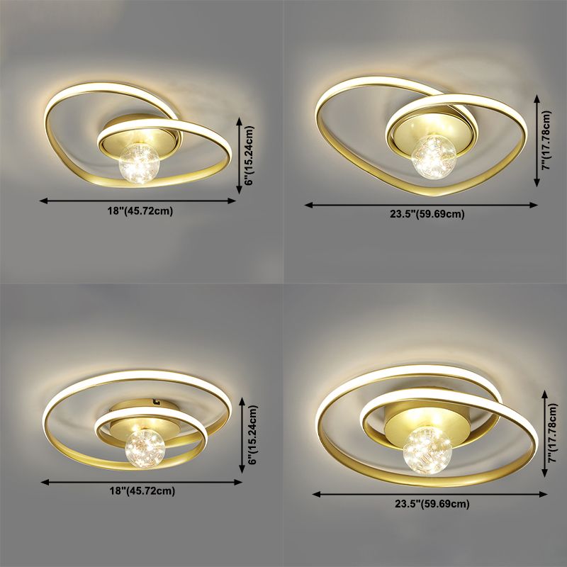 Geometric LED Flush Mount Light with Silica Gel Shade 2 Lights Modern Ceiling Lamp