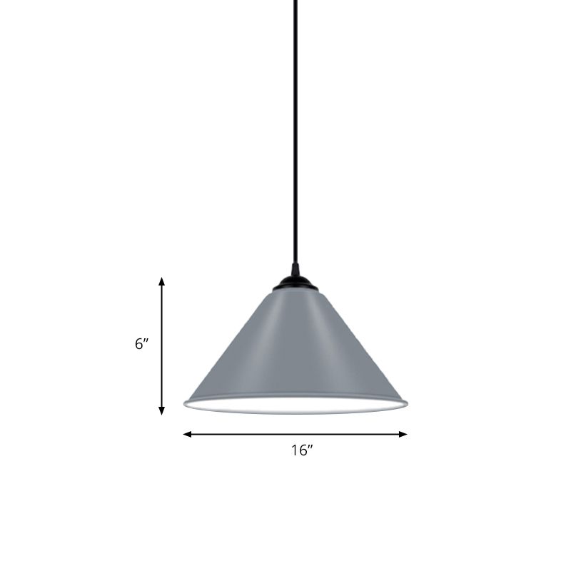 Kegelhangende licht Modern metaal 1 lichtroze/geel/groene hanglamp, 12 "/14"/16 "dia