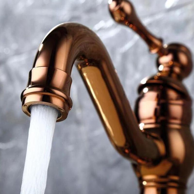 Traditional Centerset Faucet Lever Handles Gooseneck Arc Solid Brass Faucet