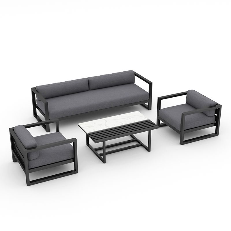 Industrial Style Outdoor Sofa Black Aluminum Standard Seating