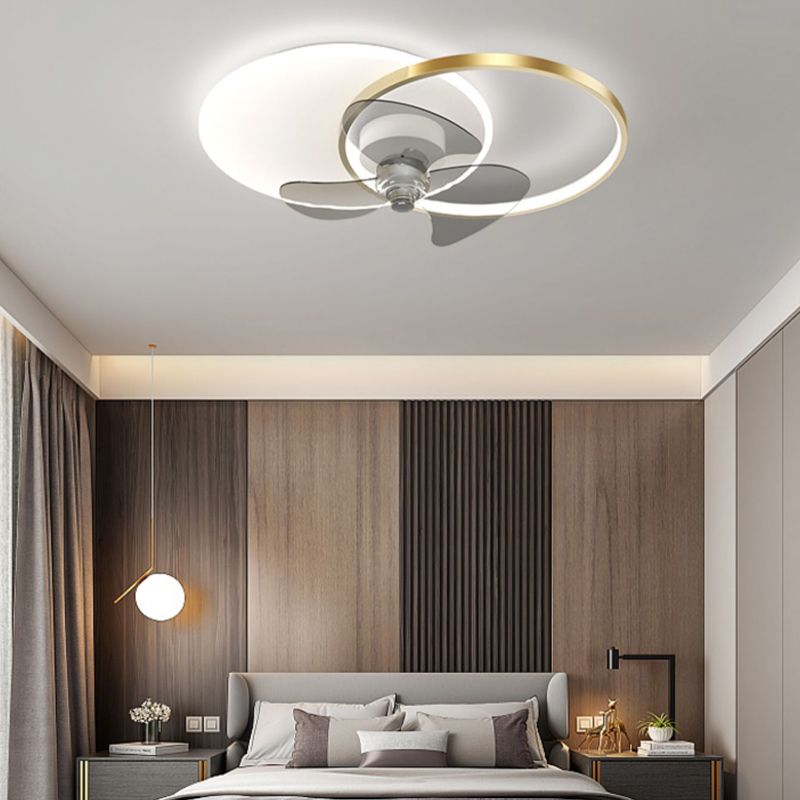 Simplicity LED Ceiling Fan Lamp Bedroom Semi Flush Mount Light Fixture