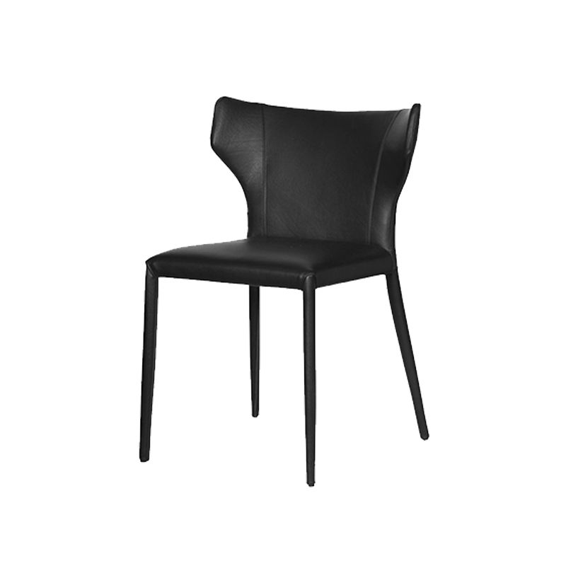 Modern Matte Finish Leather Side Chair with Wingback for Dining Room