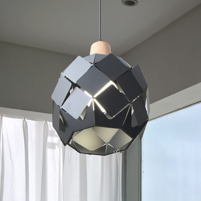 Contemporary 1 Light Hanging Lighting with Metal Shade Blue/Black/White Globe Pendant Light Fixture