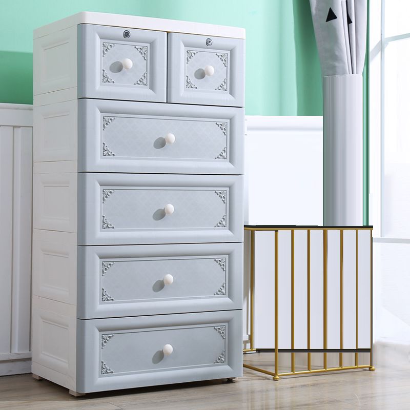 Plastic Kids Nightstand Modern Nursery Dresser with 5/6 Drawers , 15.6 Inch W