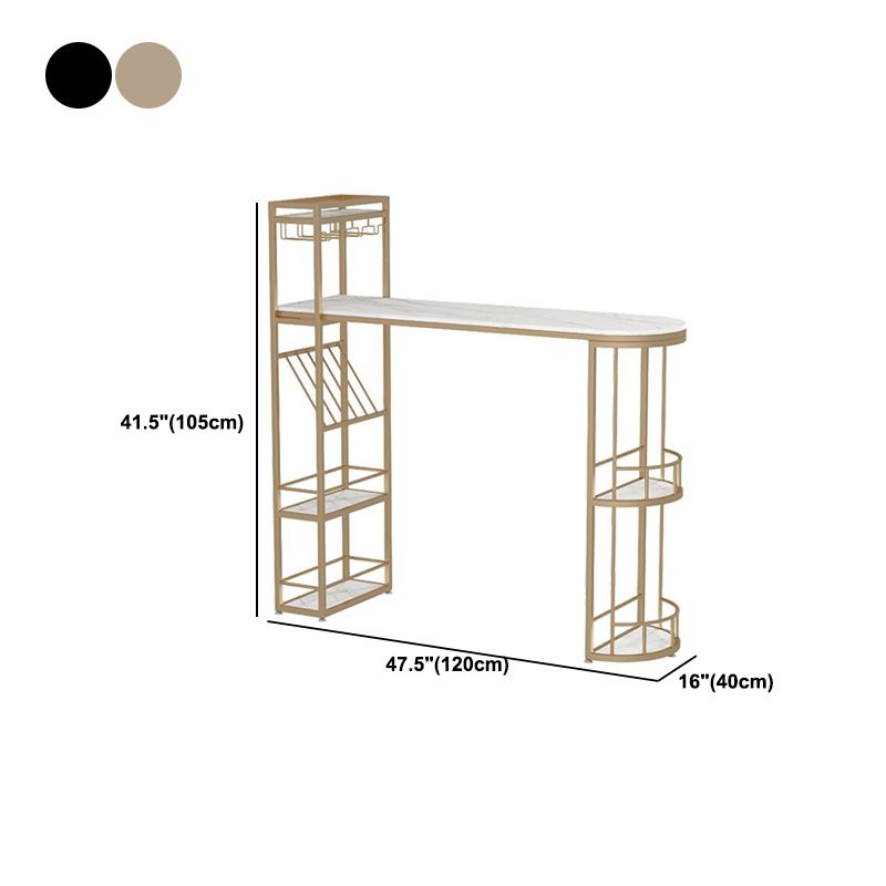 Stone Bar Dining Table Modern Bar Table with Double Pedestal for Balcony Dining Room