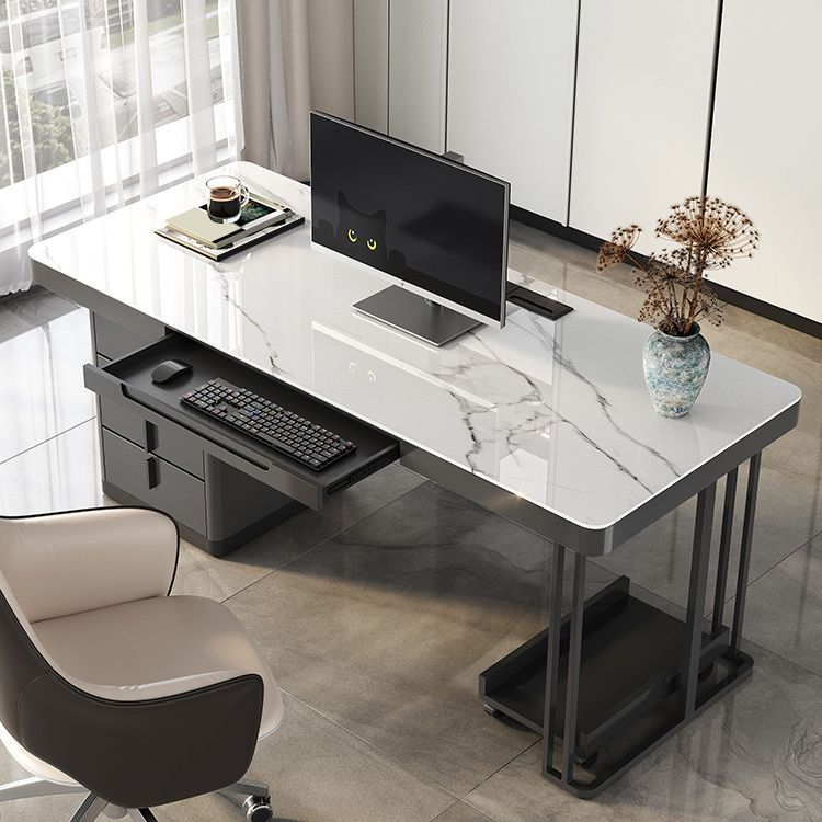 29.25-inch H Contemporary Computer Desk Curved Stone Office Desk