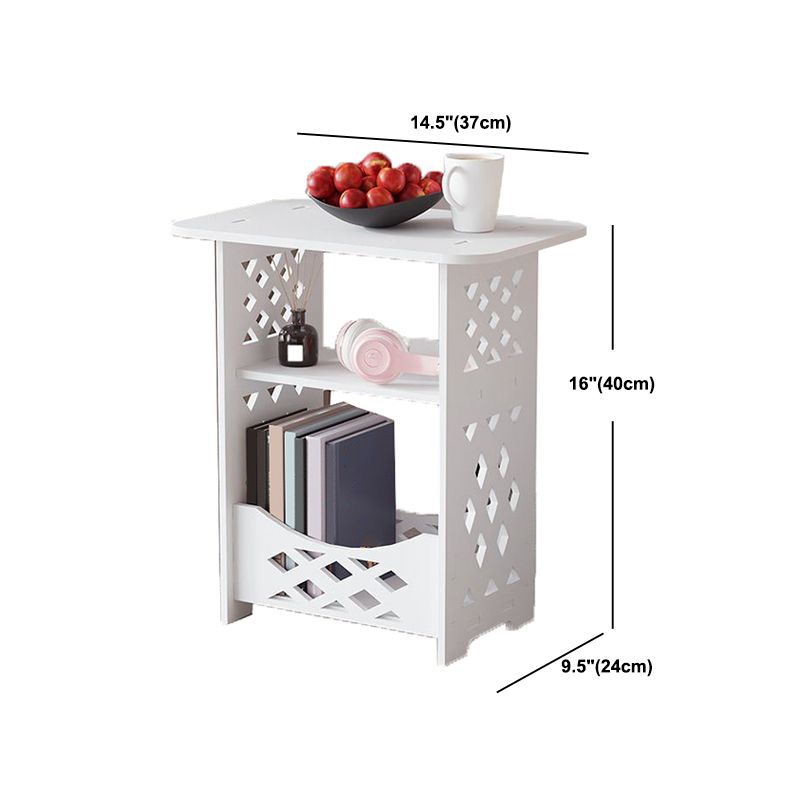 Modern Imitation Wood Nightstand Open Storage White Shelf Included Night Table