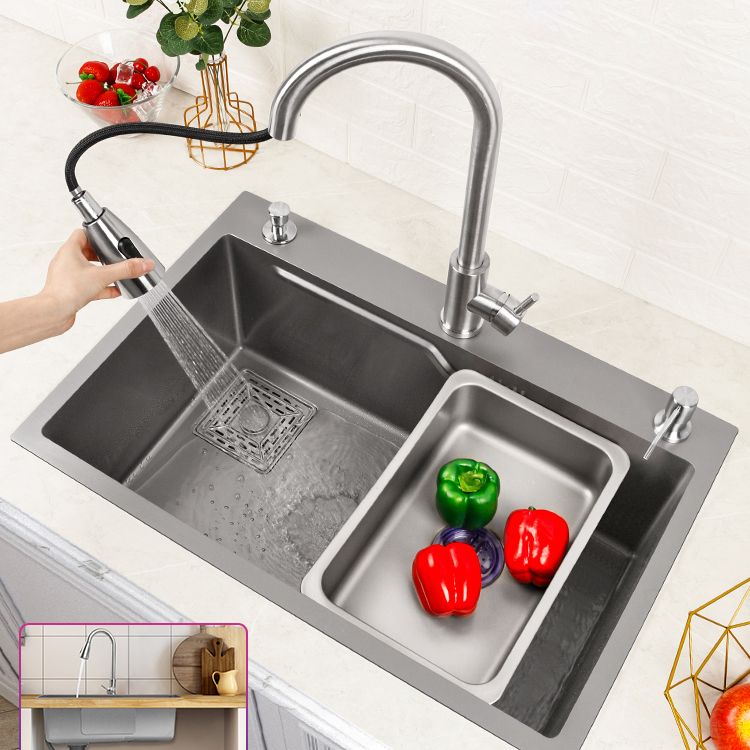 Classic Style Kitchen Sink Stainless Steel Drop-In Kitchen Sink with Drain Strainer Kit