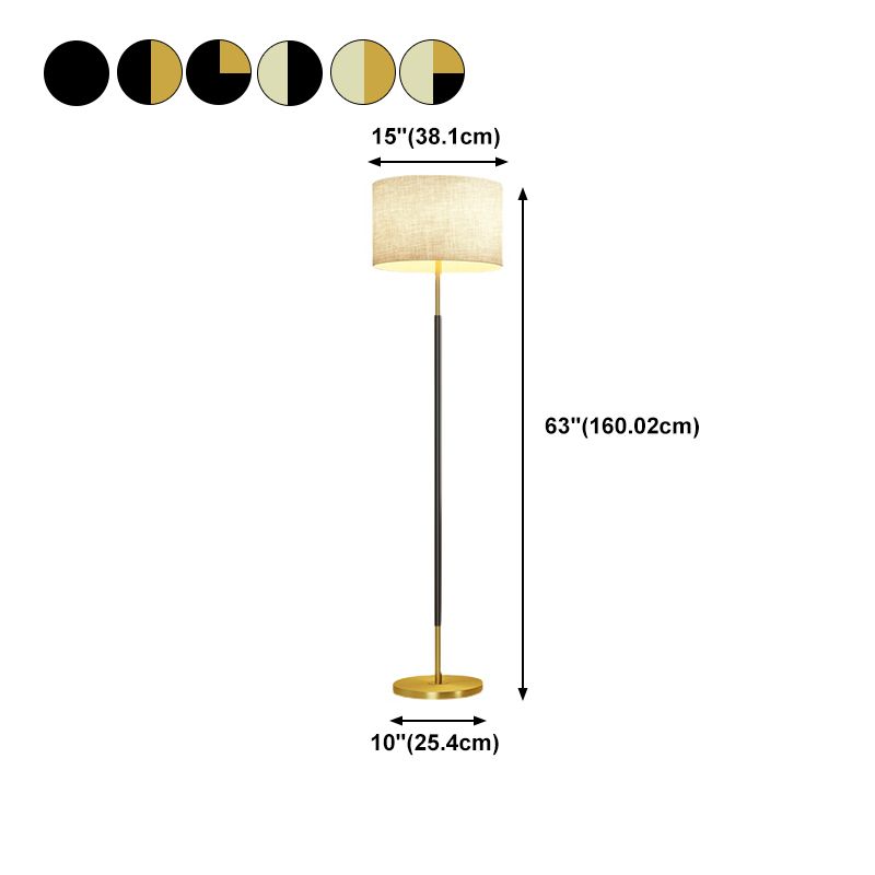 Fabric Cylinder Floor Lamp Modern Style Floor Light for Living Room