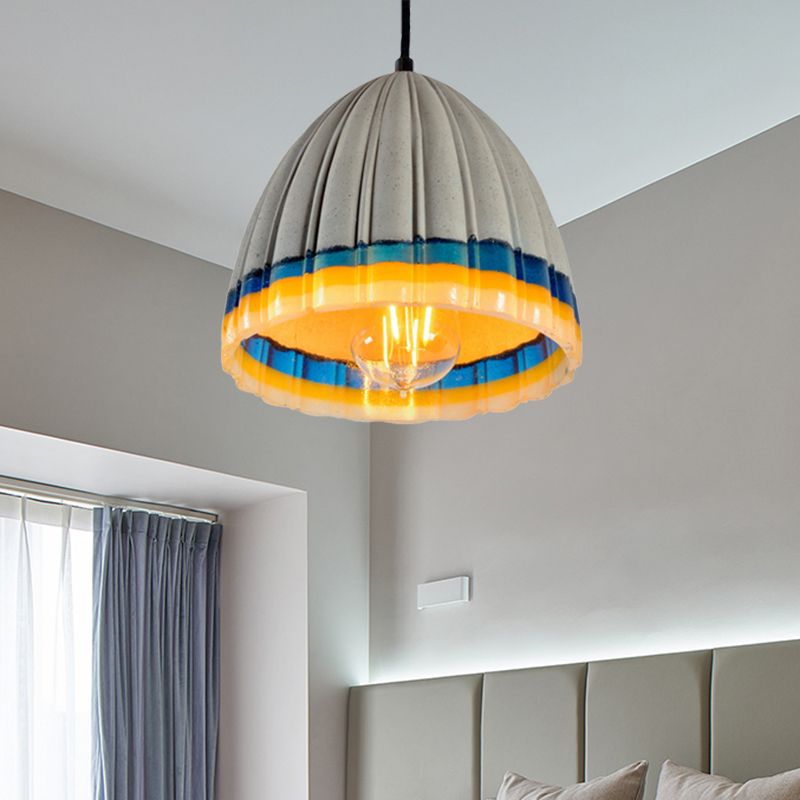 Grey 1-Light Ceiling Lighting Contemporary Concrete Dome Hanging Pendant Light for Living Room