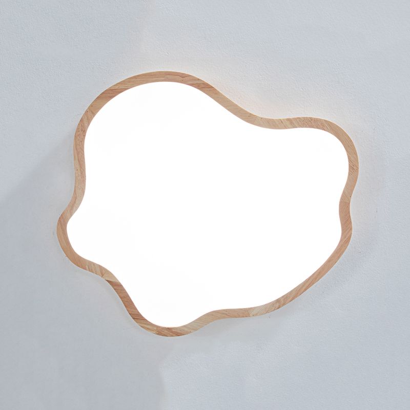 Modern Style Cloud Shape Flush Mount 1 Light Wood Ceiling Light for Bedroom