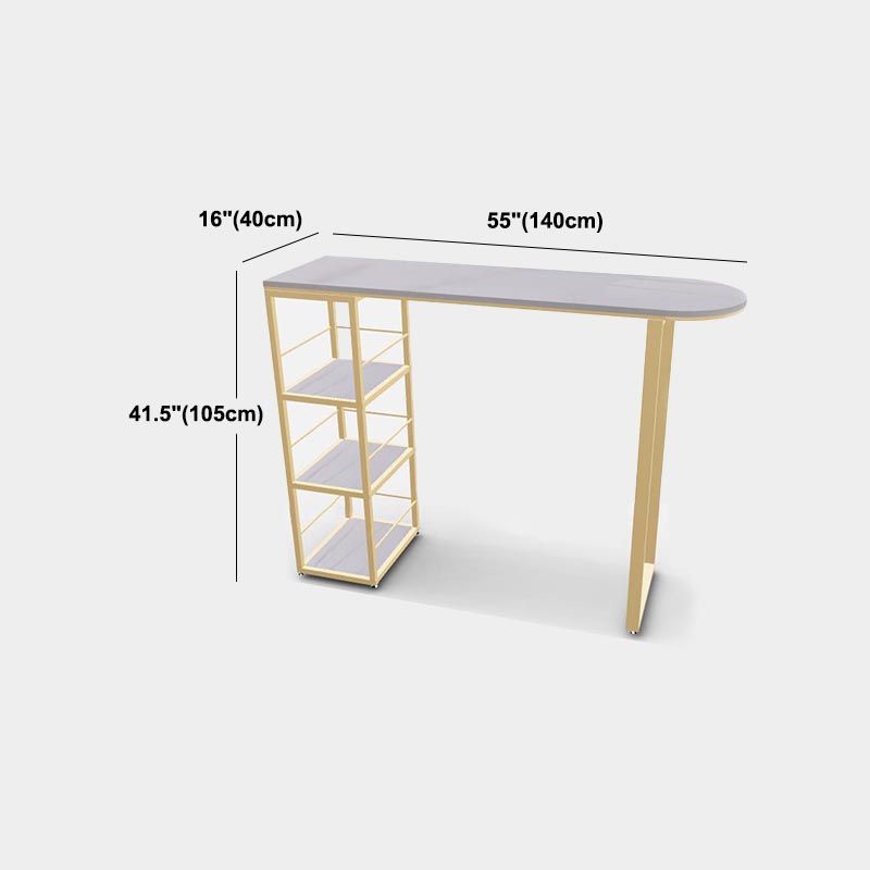 White and Gold Bistro Accent Dining Table Contemporary Indoor Bar Table