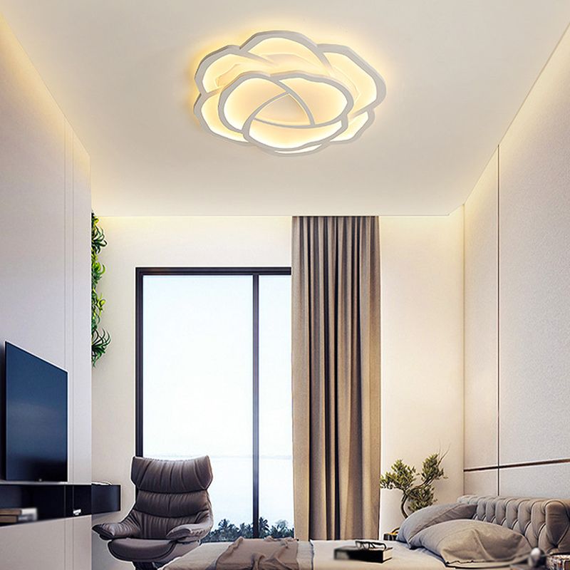 Contemporary LED Ceiling Light White Flush Mount Lighting for Bedroom Home