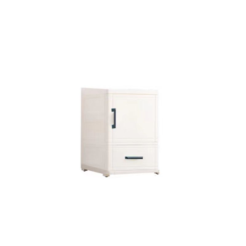 White and Grey Plastic Nightstand 13.78" D Modern 1-Door Nightstand