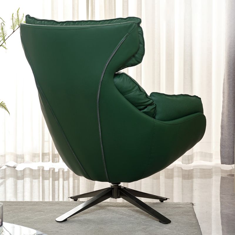 Contemporary Solid Color Arm Chair 4-Star Base Flared Arms Chair