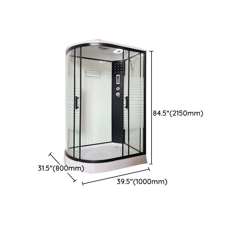 Modern Black Shower Stall Shower System Clear Glass Sliding Door Shower Enclosure