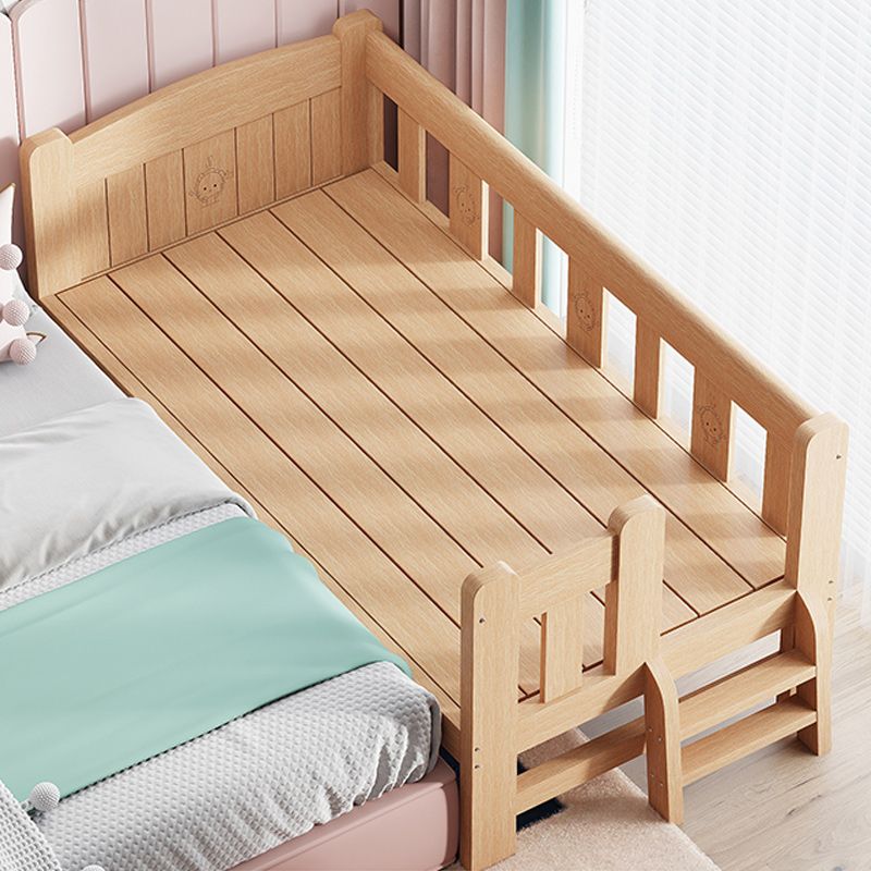 Contemporary Solid Wood Baby Crib with Guardrail Wood Crib in Natural