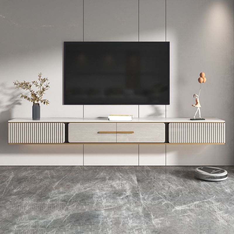 Glam TV Media Stand Wall Mounted TV Media Console with 2 Drawers