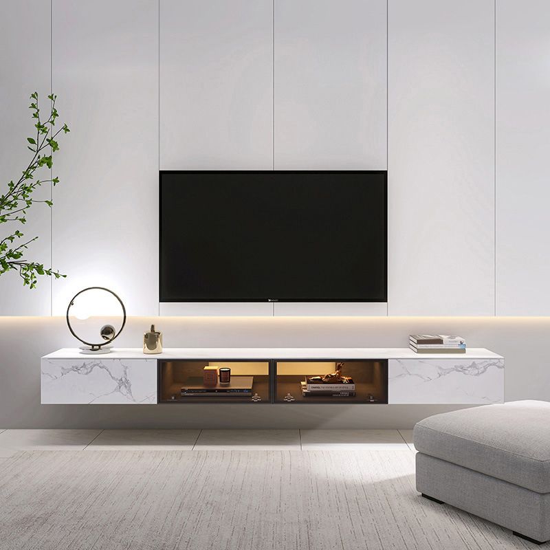 Modern TV Media Stand Stone Wall-mounted TV Media Console with Drawers