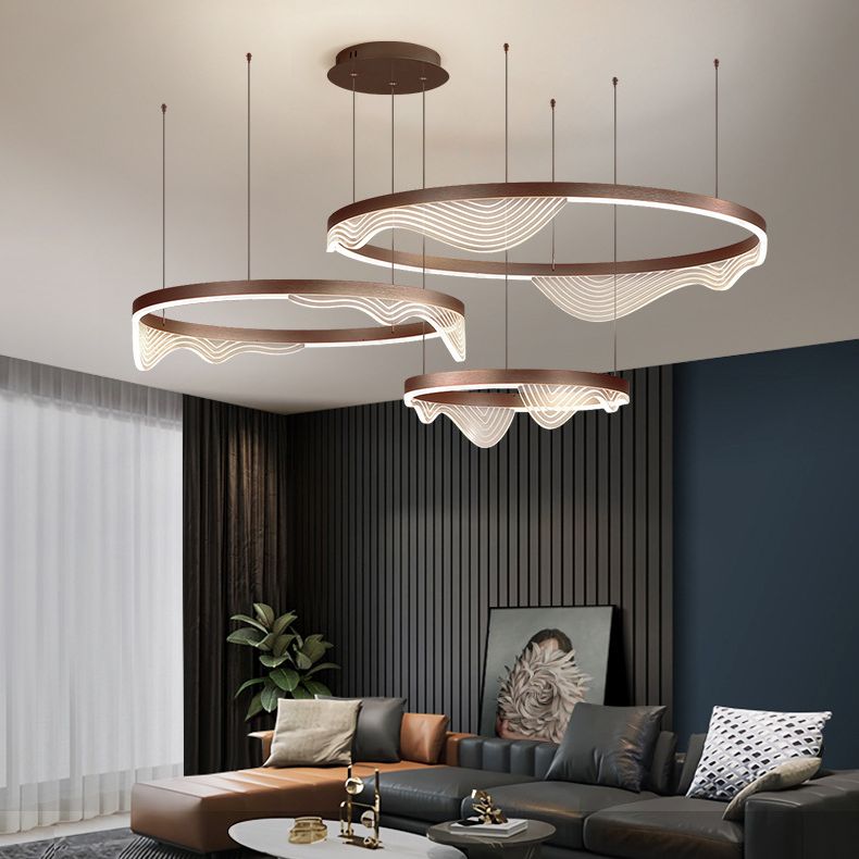 Contemporary Tiered LED Hanging Ceiling Lights Pendant Chandelier for Living Room