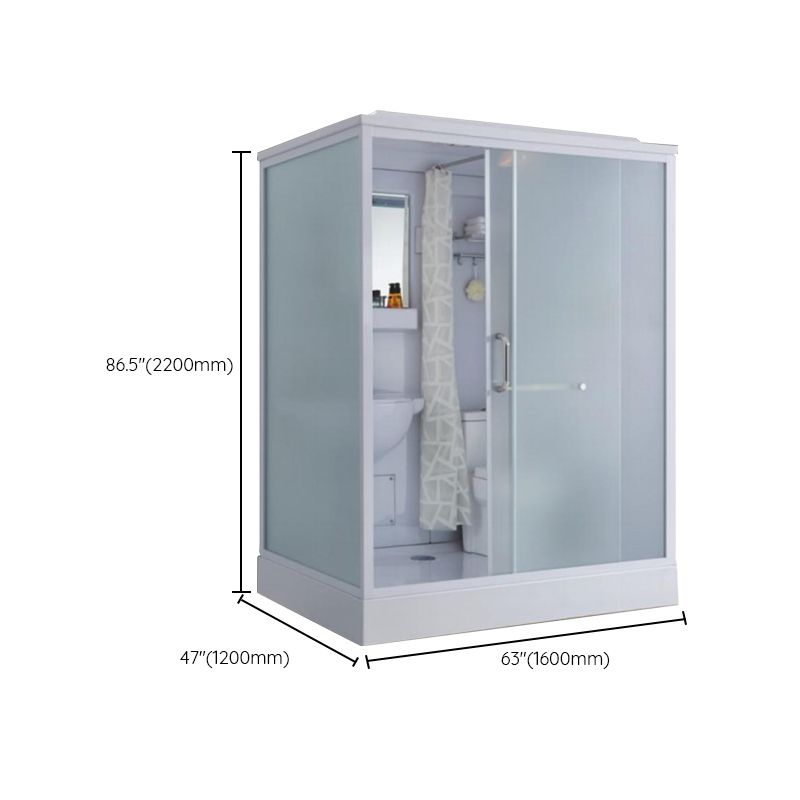 Contemporary Shower Enclosure Frosted Rectangle Shower Enclosure in White