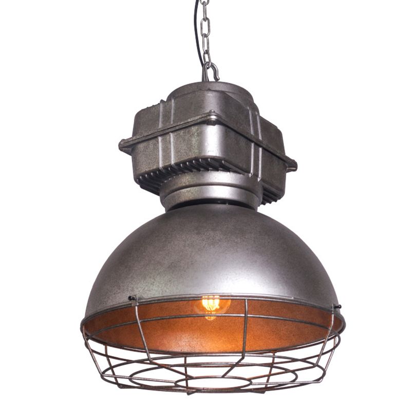 Retro Mining Light Shaped Metal Lighting Fixture 16" Wide Industrial Style Single Bulb Suspension Lamp with Adjustable Hanging Chain