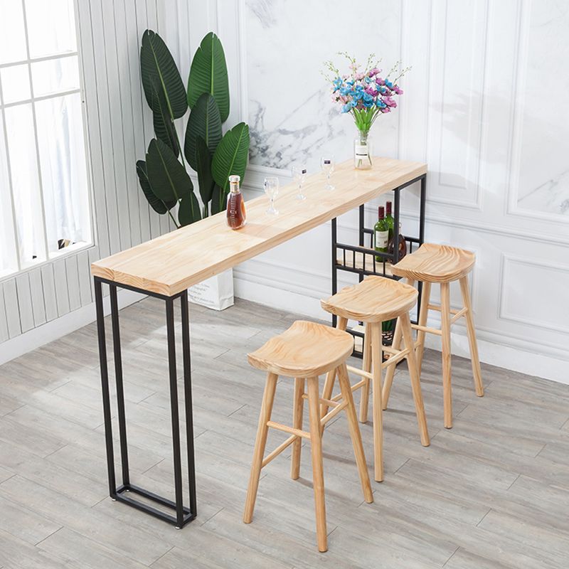 Stone Bar Dining Table Glam Rectangle Bar Table with Double Pedestal for Kitchen