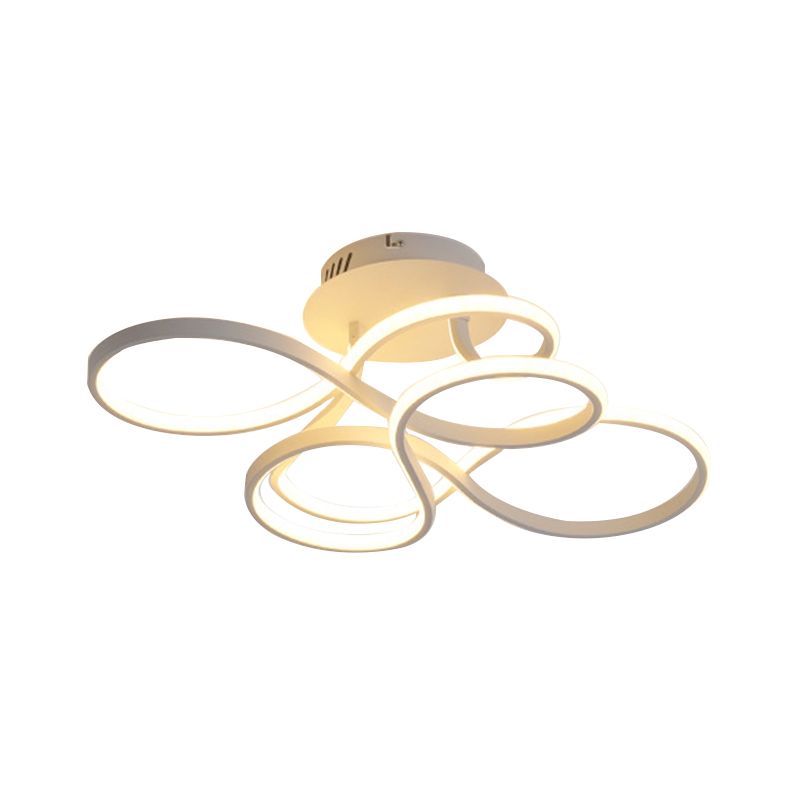 Acryl Twisted Semi Flush Mount Befestigung Zeitgenössische Schwarz/Gold/Weiß LED Deckenleuchte, weißes Licht