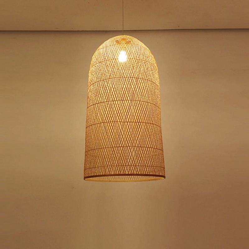 Illuminazione sospensione di bambù fatta a mano Minimalist 1 testa a sospensione in legno Light per sala da tè