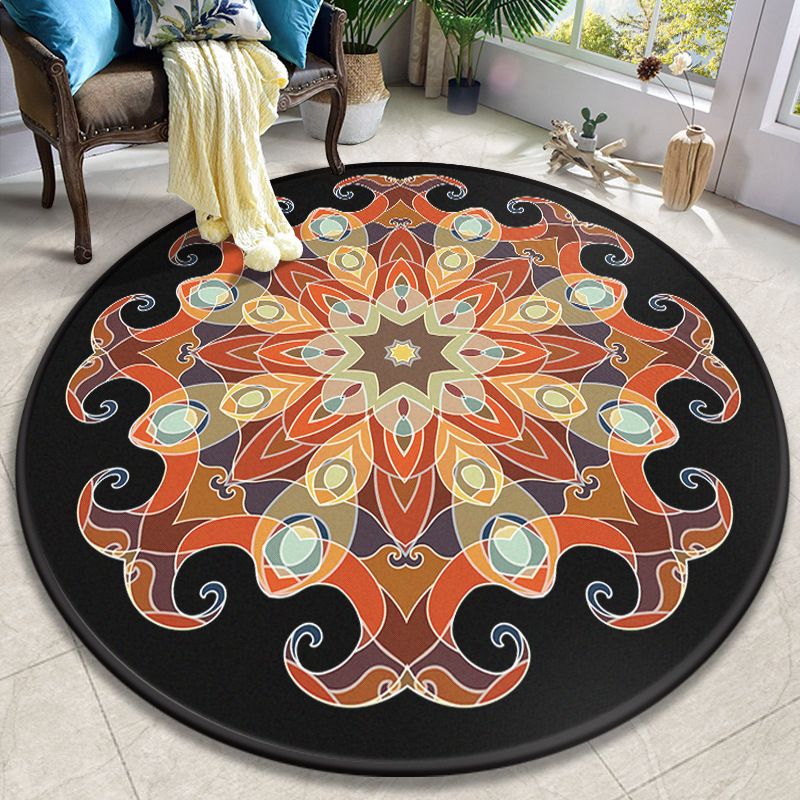 Colorida Mandala Rug Polyéster Turquía Turca Rug Interior Anti-Slip Máquel de respaldo alfombra para mascotas para sala de estar para sala de estar